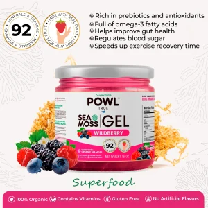 Organic Sea Moss Gel – Wildcrafted Irish Sea Moss Superfood, Wild Berry Flavor