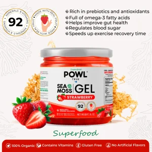 Organic Sea Moss Gel – Wildcrafted Irish Sea Moss Superfood, Strawberry Flavor