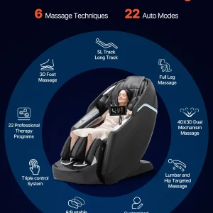 VEVOR Dual-Core 4D + 3D Full Body Massage Chair with SL Track & Yoga Stretch